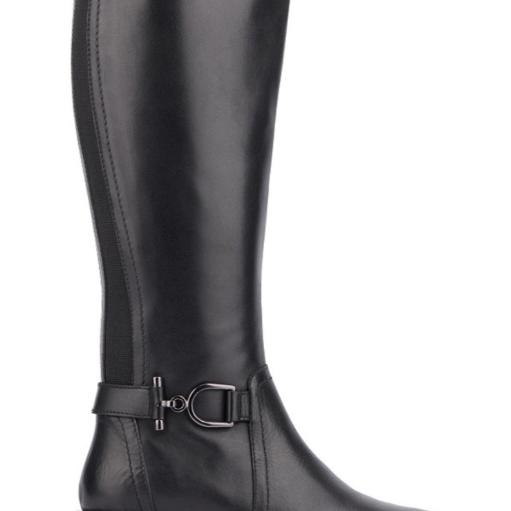 Black Riding Boots with Buckle Detail